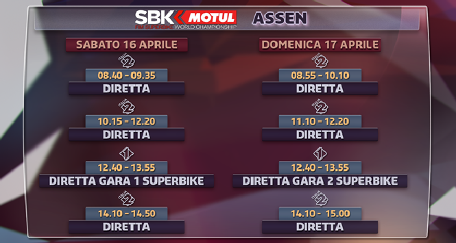 Superbike, la programmazione tv del round di Assen