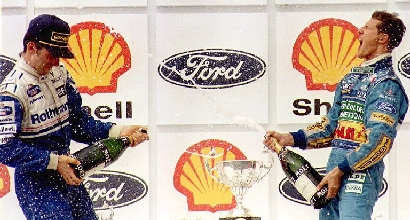 Schumacher e Damon Hill, Afp Schumacher e Damon Hill, Afp