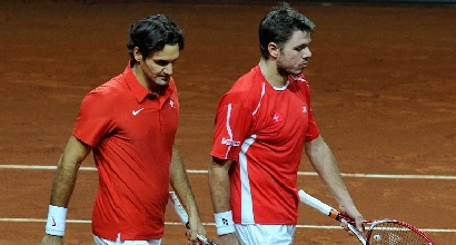 Federer e Wawrinka, foto Afp Federer e Wawrinka, foto Afp