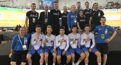 Ciclismo, mondiali su pista: Italia di bronzo nell'inseguimento a squadre