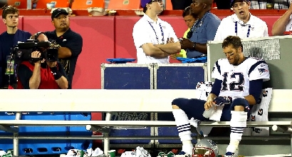 Tom Brady sconsolato, foto Afp Tom Brady sconsolato, foto Afp