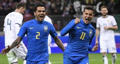 Amichevoli: tris del Brasile alla Russia, vince anche l'Uruguay
