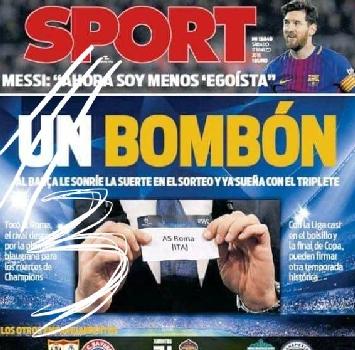 LA PRIMA PAGINA DI SPORT DOPO IL SORTEGGIO: "UNA CARAMELLA"