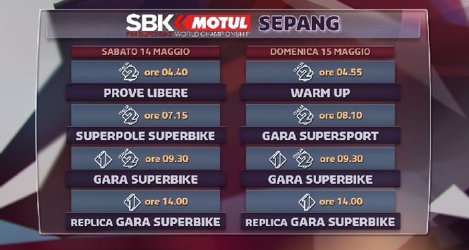 Superbike, round Sepang: gli orari in tv