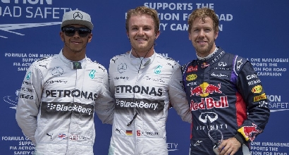 Hamilton, Rosberg e Vettel (Afp) Hamilton, Rosberg e Vettel (Afp)