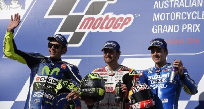 Crutchlow, Vinales e Rossi sul podio (Afp)