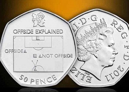 Il fuorigioco spiegato sui 50 pence Il fuorigioco spiegato sui 50 pence