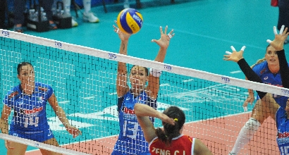 L'Italvolley contro la Cina, foto Ansa L'Italvolley contro la Cina, foto Ansa