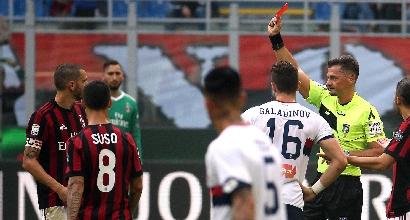 Milan-Genoa, gomitata di Bonucci: espulso col Var