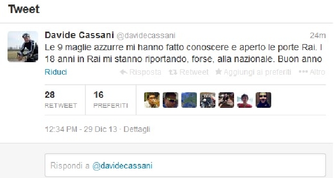 Ciclismo, Davide Cassani: "Forse sarò ct della Nazionale" Ciclismo, Davide Cassani: "Forse sarò ct della Nazionale"
