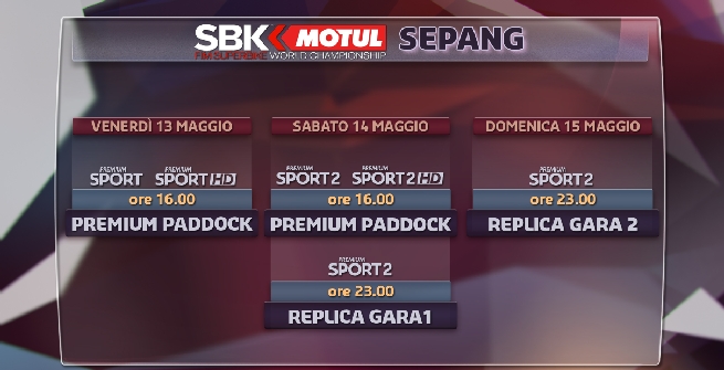 Superbike, round Sepang: gli orari in tv