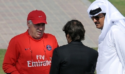 Ancelotti, Leonardo, Al Thani foto Afp Ancelotti, Leonardo, Al Thani foto Afp