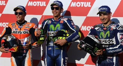 Rossi, Marquez e Lorenzo (Afp)