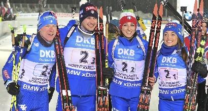 Coppa del mondo di biathlon, l'Italia vince la staffetta mista