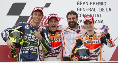 Rossi Marquez Pedrosa Podio AFP, Foto AFP Rossi Marquez Pedrosa Podio AFP, Foto AFP