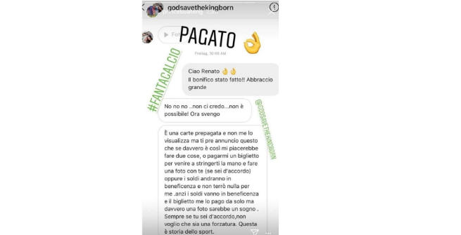 IL MESSAGGIO DEL BONIFICO EFFETTUATO