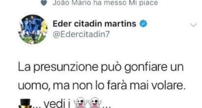 Inter ko a Napoli, Eder punge su Twitter: messaggio a Spalletti?