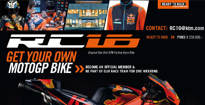 Ktm mette in vendita le sue MotoGP a 250mila euro
