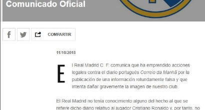 Caso Ronaldo, comunicato del Real: "Sul club notizie completamente false"