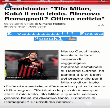 Cecchinato: "Sognavo di fare il calciatore, il mio idolo era Kakà"